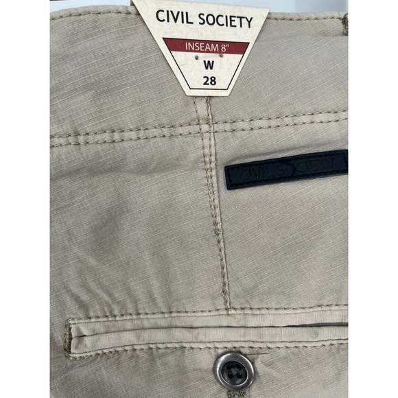 CIVIL SOCIETY NWT MEN'S CAMPUS STRETCH RIPSTOP SHORTS IN STONE- SIZE 28 MSRP $69 - Picture 7 of 13